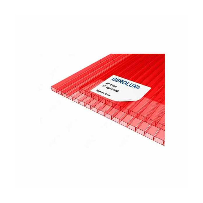 Сотовый поликарбонат 4 мм BEROLUX красный 2100х12000 мм